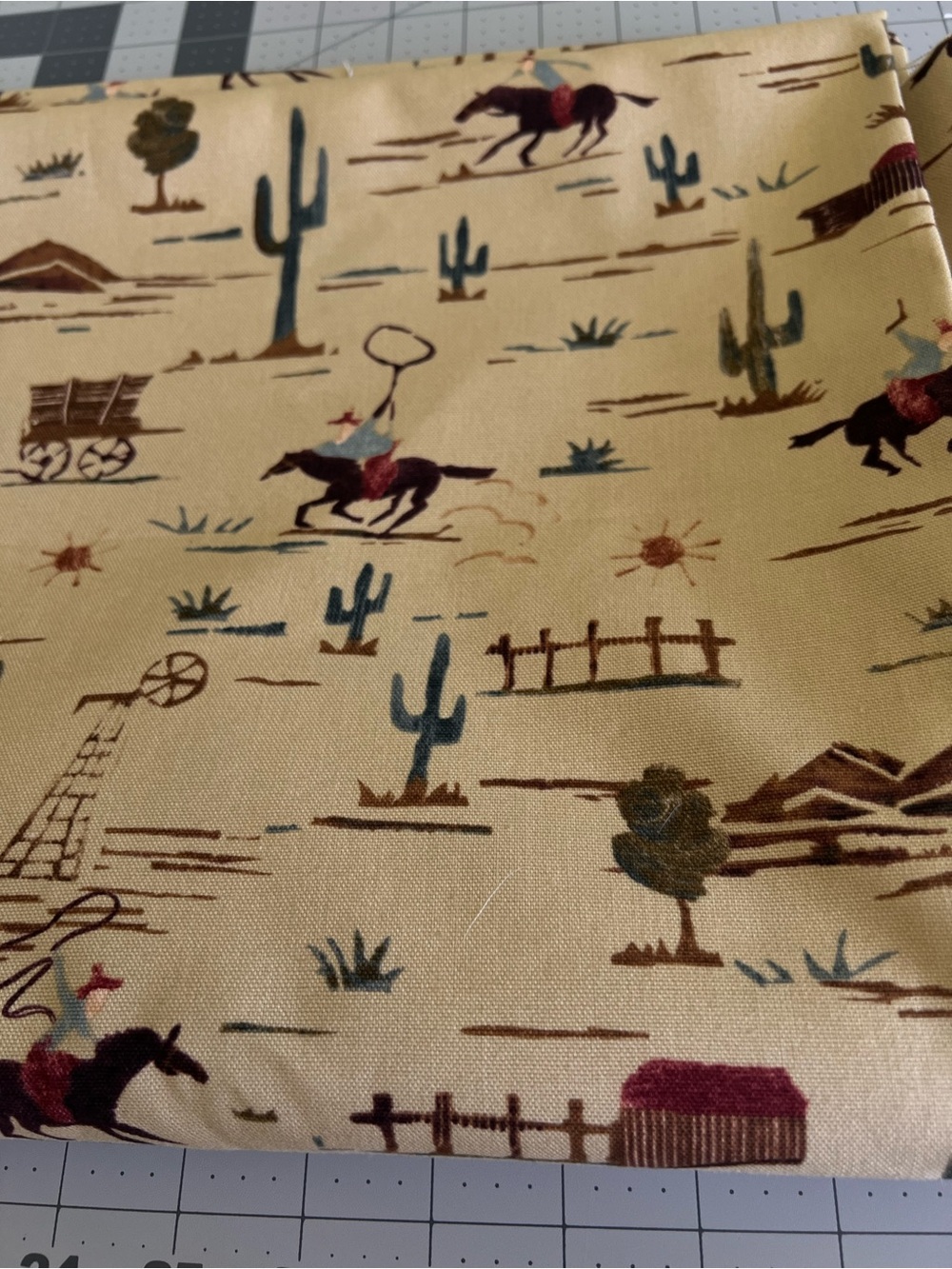 Western Print cowboy cotton fabric 2-1/2yds